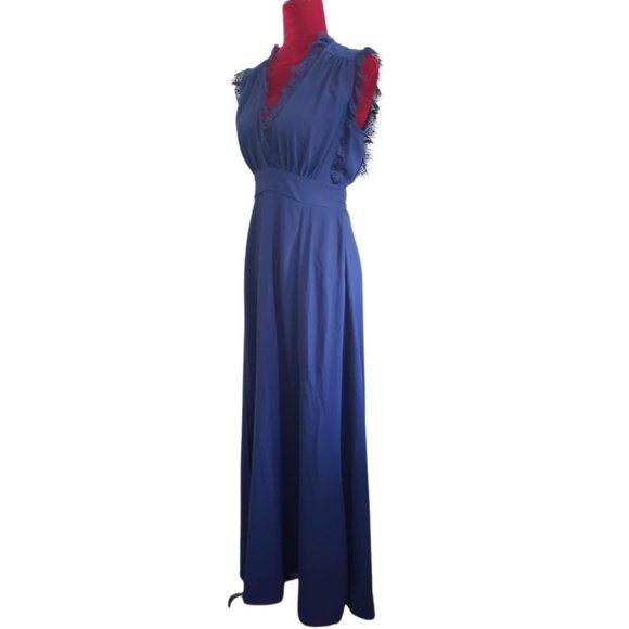 NEW Navy Valetta Maxi Dress V-neck Lace Sleeveless - Picture 8 of 14